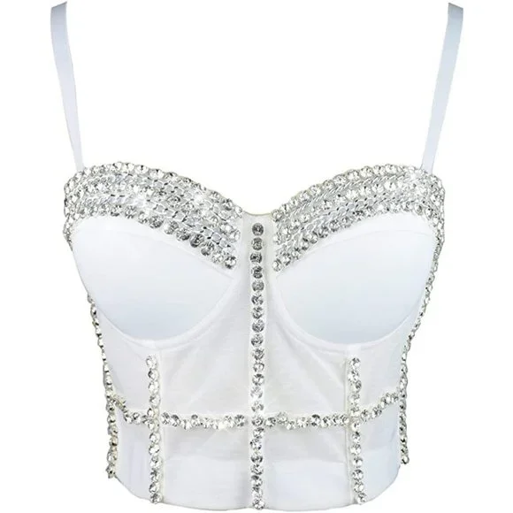 NWT Sparkling Bling Swarovski Crystal Rhinestone Bustier Bra Top + FREE …